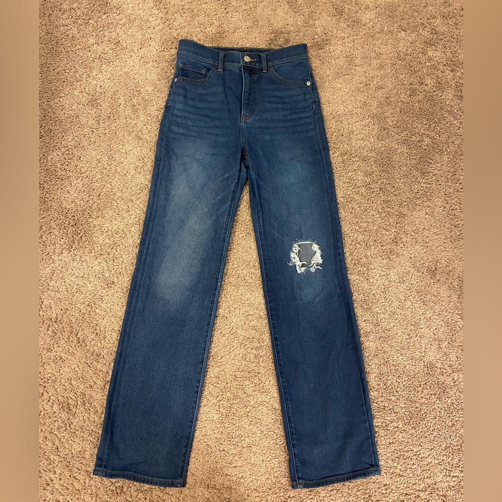 Express super high rise straight jeans